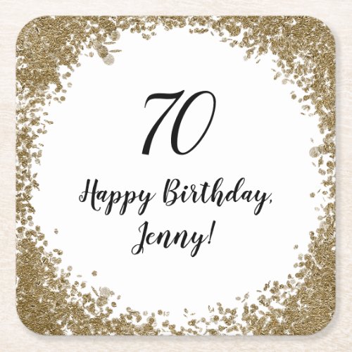 Elegant 70th Birthday Coasters For Her in Gold