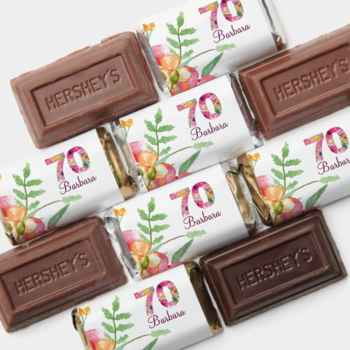 Elegant 70th Birthday Floral Party Chocolates Hershey's Miniatures