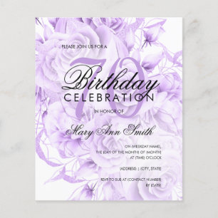 Elegant 70th Birthday Floral Purple Invite Flyer