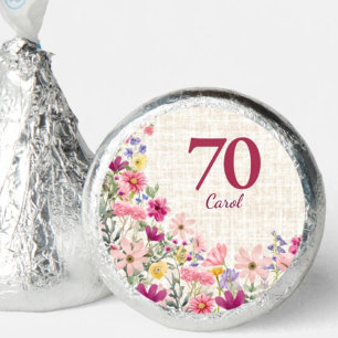 Elegant 70th Birthday for Her - Linen Flowers Hershey®'s Kisses®