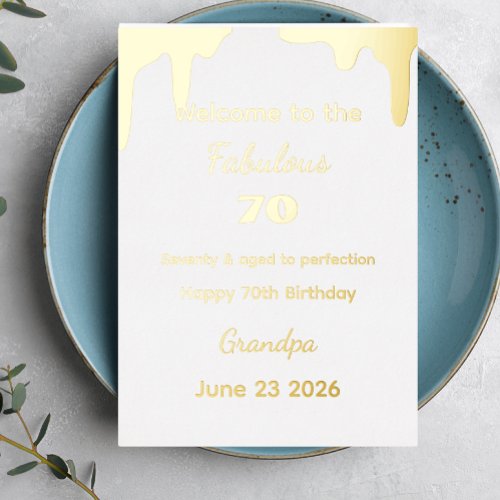 Elegant 70th birthday funny quote , birthday foil holiday card