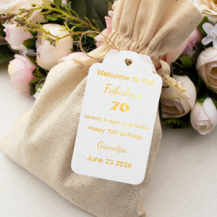 Elegant 70th birthday funny quote  foil gift tags
