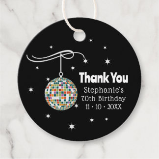 Elegant 70th Birthday Groovy Retro for Music Lover Favor Tags