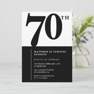 Elegant 70th birthday invitation Black Chic Modern