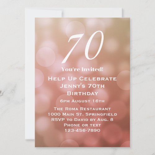 Elegant 70th Birthday Invitation For Her in Pink