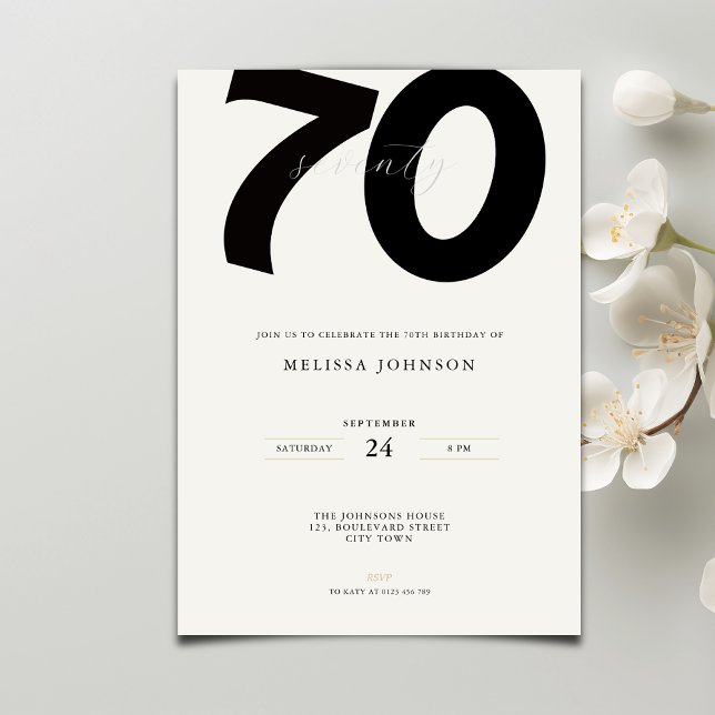 Elegant 70th Birthday Invitation - Minimal Style (Creator Uploaded)