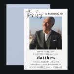 Elegant 70th birthday invitations Men Photo<br><div class="desc">Celebrate the man of the hour with this stylish "This Guy is Turning 70" photo birthday invitation. Featuring a modern layout, a personal photo, and clean bold typography on a soft blue background, this invite is perfect for a men's 70th milestone birthday party or celebration dinner. Fully customizable with name,...</div>