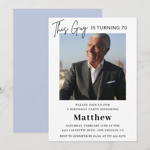 Elegant 70th birthday invitations Men Photo