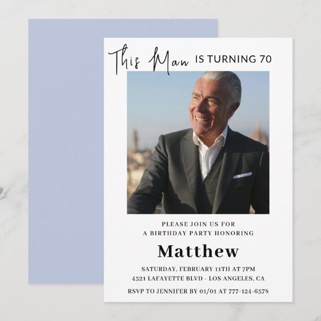 Elegant 70th birthday invitations Men Photo (Front/Back)