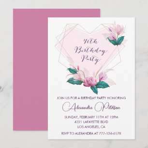 Elegant 70th birthday invitations Pink Floral