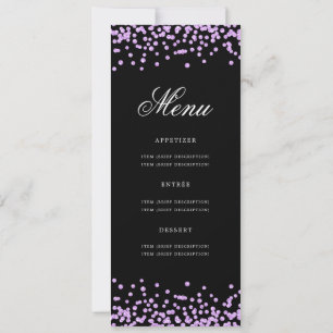 Elegant 70th Birthday Menu Purple Confetti Black Invitation