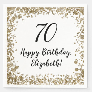 Elegant 70th Birthday Napkins For Her in Gold