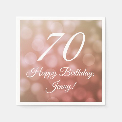 Elegant 70th Birthday Napkins For Her in Pink