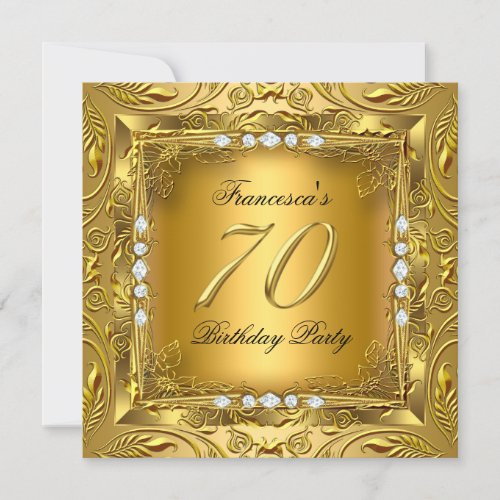 Elegant 70th Birthday Party Elite Gold Diamonds Invitation