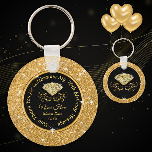 Elegant 70th Birthday Party Favours Personalised Keychain