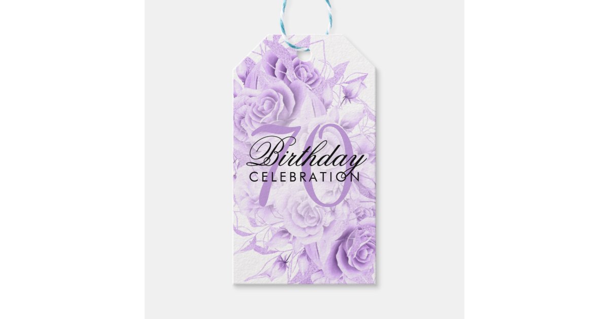 Elegant Black Gold Butterflies 70th Birthday Party Favor Tags