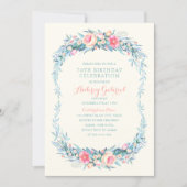 Elegant 70th Birthday Party Floral Watercolor Invitation (Front)