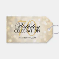 Elegant Black Gold Butterflies 70th Birthday Party Favor Tags