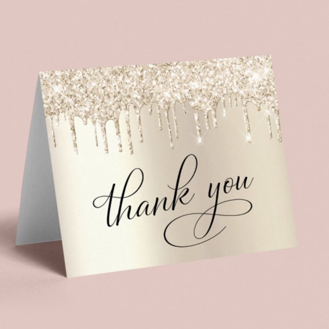 Elegant 70th Birthday Party Gold Glitter Thank You Card (Creator Uploaded)