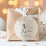Elegant 70th Birthday Party Gold Glitter Thank You Favor Tags<br><div class="desc">Elegant gift tags for your 70th birthday party featuring "Thank You" and "70 & Fabulous" in stylish calligraphy,  a gold faux foil background and gold faux glitter.</div>