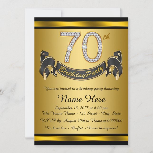 Elegant 70th Birthday Party Invitation (Front)