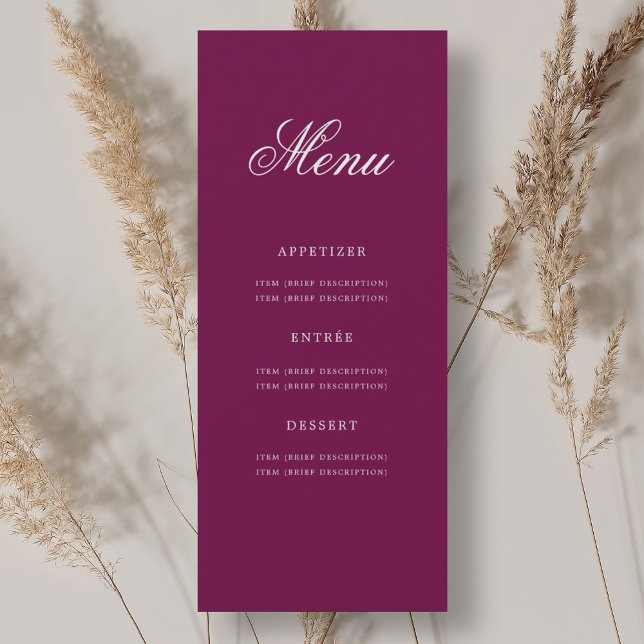 Elegant 70th Birthday Party Menu Gold Magenta Invitation (Elegant 70th Birthday Party Menu Gold Magenta Invitation)