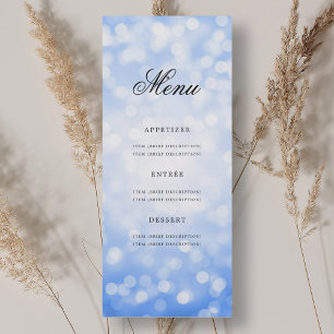 Elegant 70th Birthday Party Menu Navy Blue Bokeh Invitation
