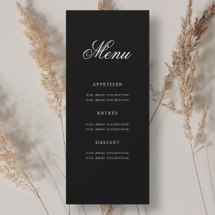 Elegant 70th Birthday Party Menu Silver Black Invitation