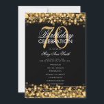 Elegant 70th Birthday Party Program Gold w/ Menu<br><div class="desc">Elegant "Birthday Party Program" design with Sparkles & Lights in Gold w/ custom text.</div>