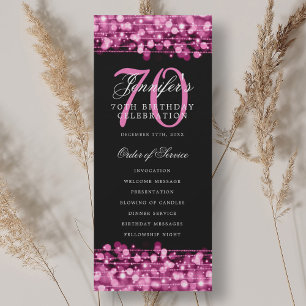 Elegant 70th Birthday Party Program Hot Pink