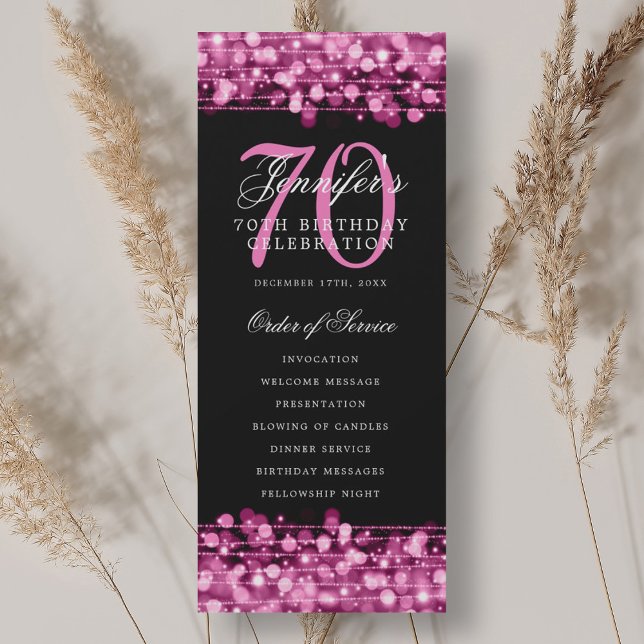 Elegant 70th Birthday Party Program Hot Pink (Elegant 70th Birthday Party Program Hot Pink)