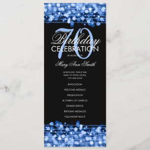Elegant 70th Birthday Party Program Navy Menu