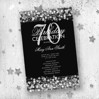 Elegant 70th Birthday Party Program Silver Menu Flyer by Rewards4life at Zazzle