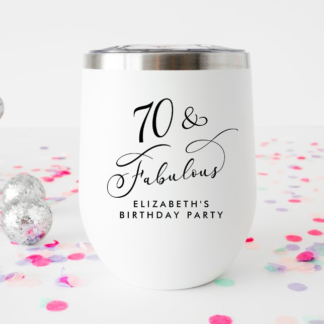 Elegant 70th Birthday Party Thermal Wine Tumbler (Creator Uploaded)