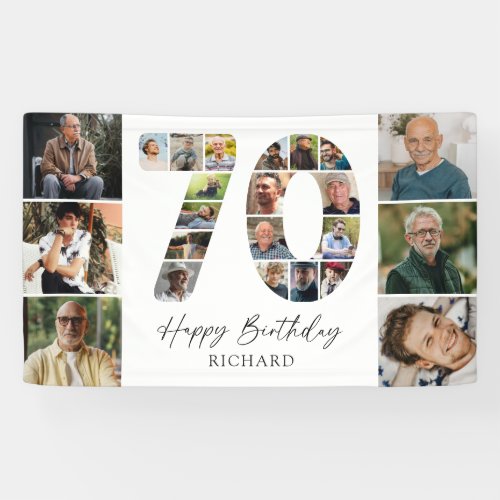 Elegant 70th Birthday Photo Collage Banner