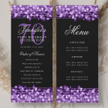 Elegant 70th Birthday Program Purple w/ Menu<br><div class="desc">Elegant "Birthday Party Program" design with Sparkles & String Lights in Purple w/ custom text.</div>