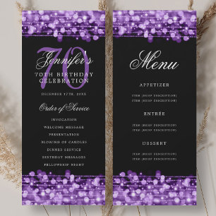 Elegant 70th Birthday Program Purple w/ Menu