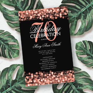 Elegant 70th Birthday Program Rose Gold w/ Menu Flyer