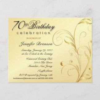 Elegant 70th Birthday Surprise Party Invitations