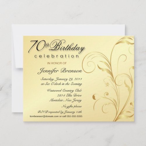 Elegant 70th Birthday Surprise Party Invitations