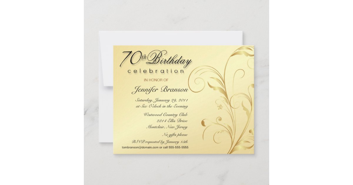 Elegant 70th Birthday Surprise Party Invitations | Zazzle