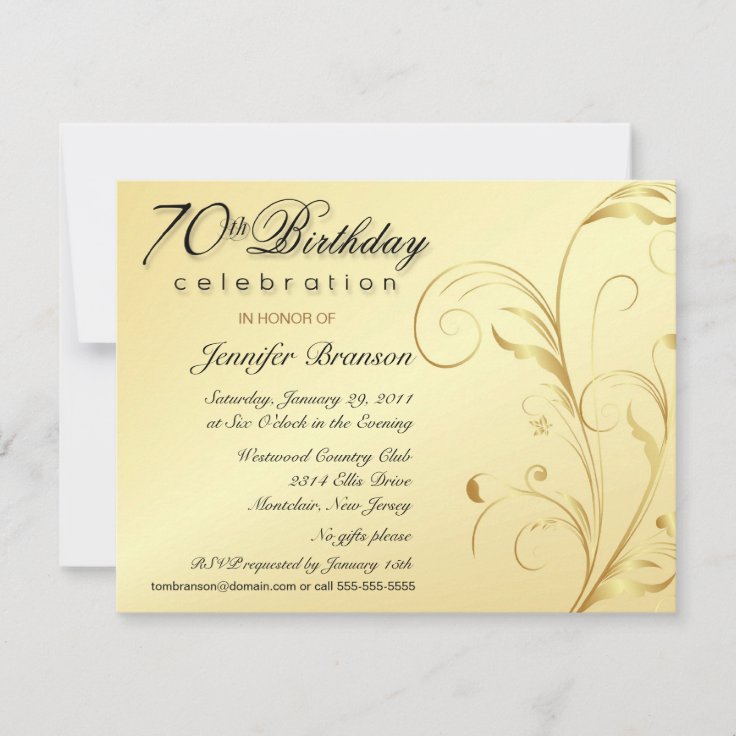 Elegant 70th Birthday Surprise Party Invitations Zazzle