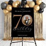 Elegant 70th Birthday Welcome Sign<br><div class="desc">Elegant 70th Birthday Welcome Sign. Celebrate a milestone birthday with our Black and Gold Simple Elegant invitation, perfect for adding a touch of sophistication to your special day. This customizable design features a sleek black background adorned with elegant gold accents, creating a timeless and classy look. Personalize it further with...</div>