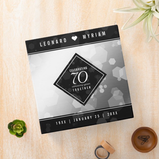 Elegant 70th Platinum Wedding Anniversary 3 Ring Binder (In Situ)