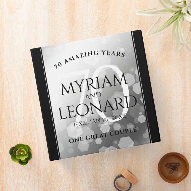Elegant 70th Platinum Wedding Anniversary 3 Ring Binder (In Situ)