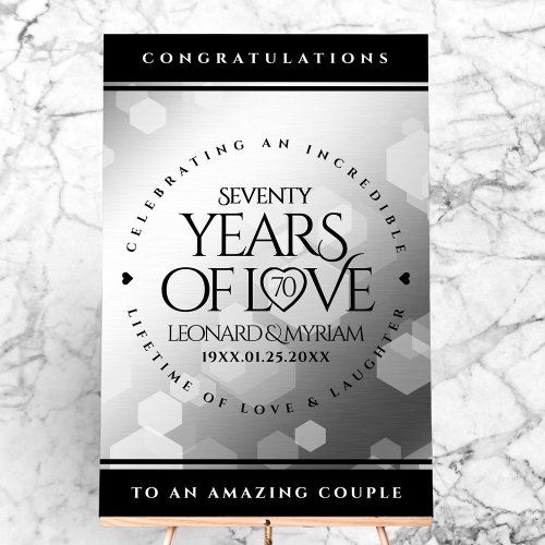 Elegant 70th Platinum Wedding Anniversary Acrylic Sign