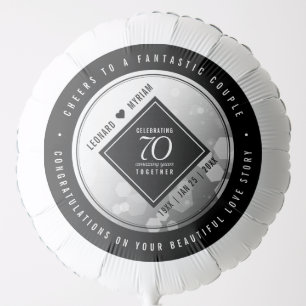 Elegant 70th Platinum Wedding Anniversary Balloon