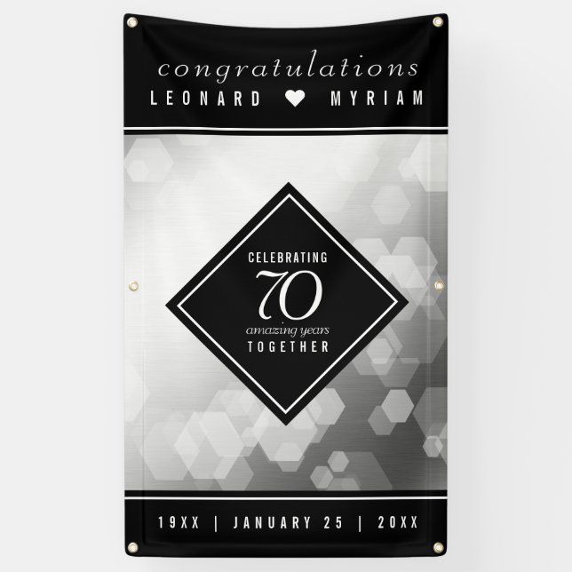 Elegant 70th Platinum Wedding Anniversary Banner (Vertical)