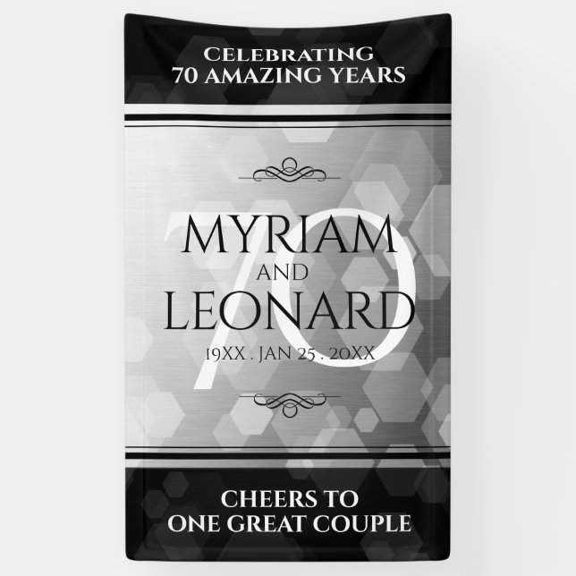 Elegant 70th Platinum Wedding Anniversary Banner (Vertical)