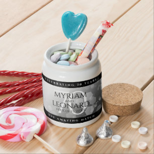 Elegant 70th Platinum Wedding Anniversary Candy Jar